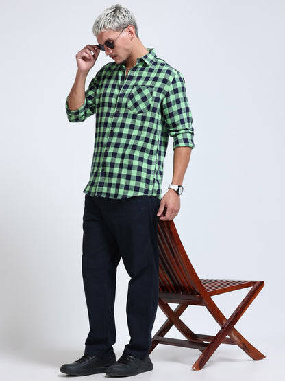 Men Green Horizon Check Shirt