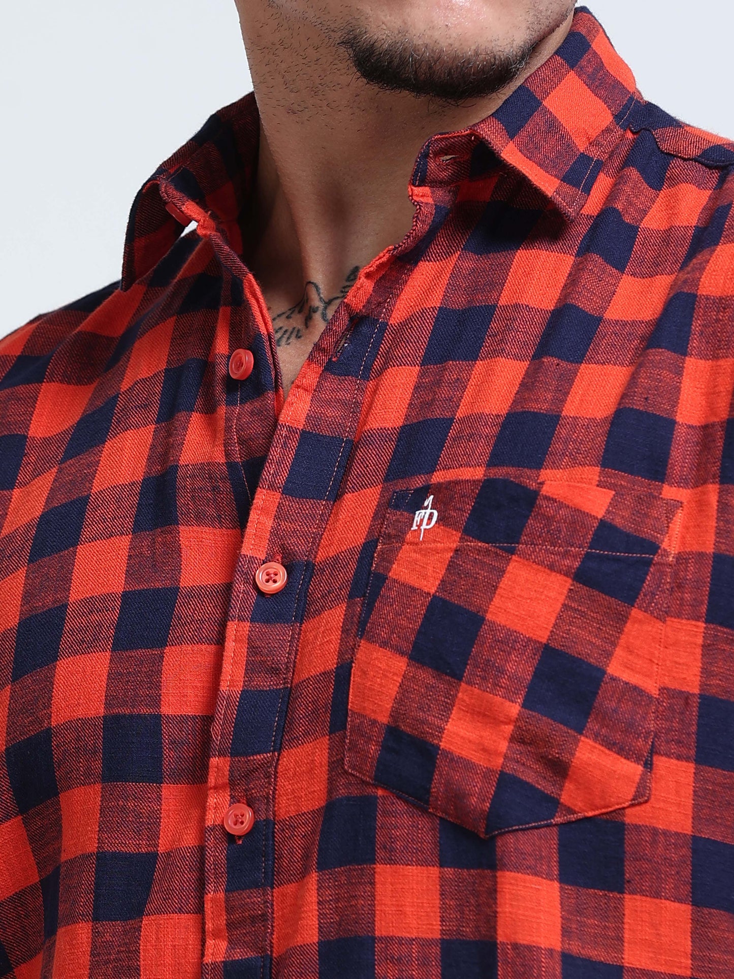 Red Wood Check Half Sleeve Shirt