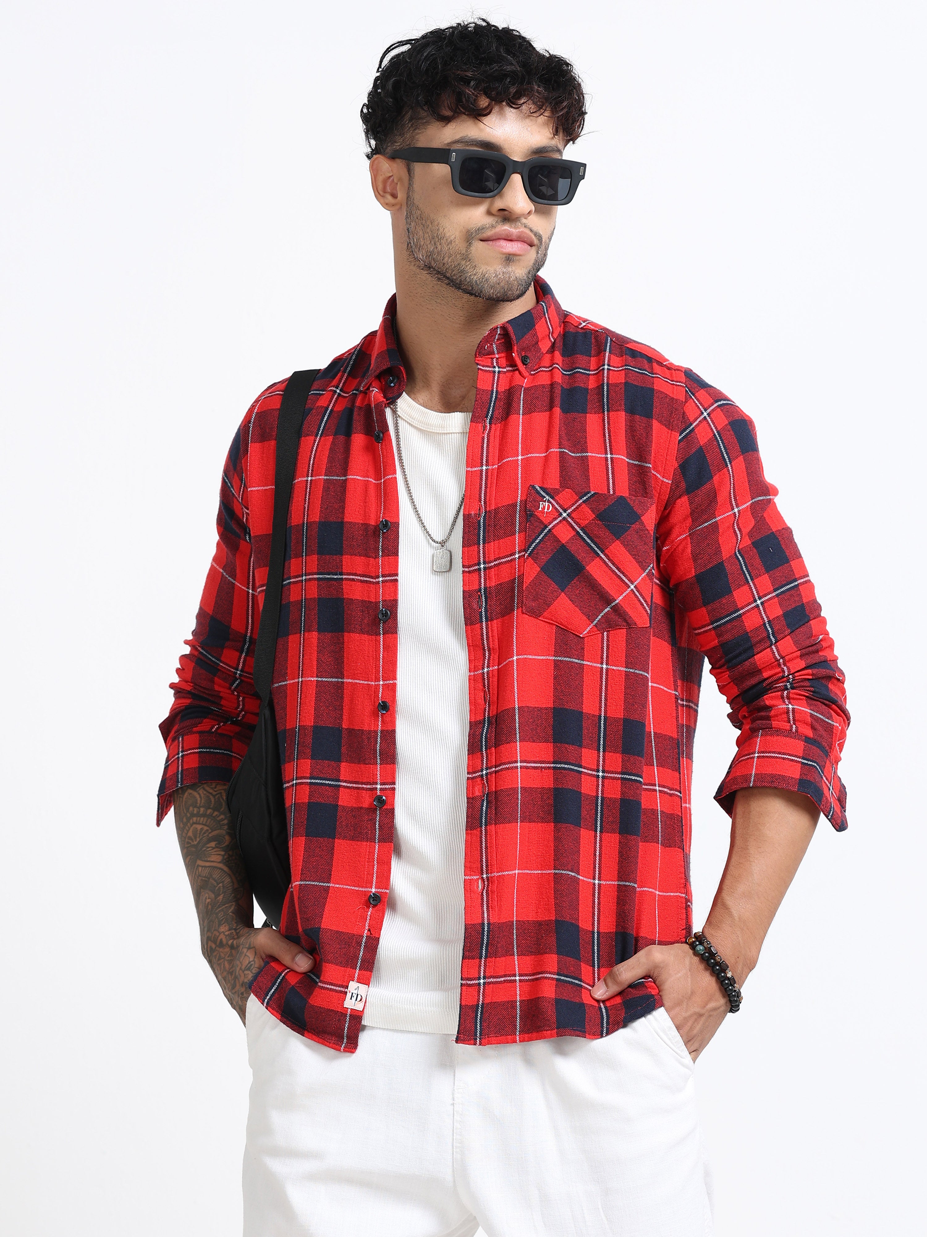 Red Hawk Grid Check Shirt