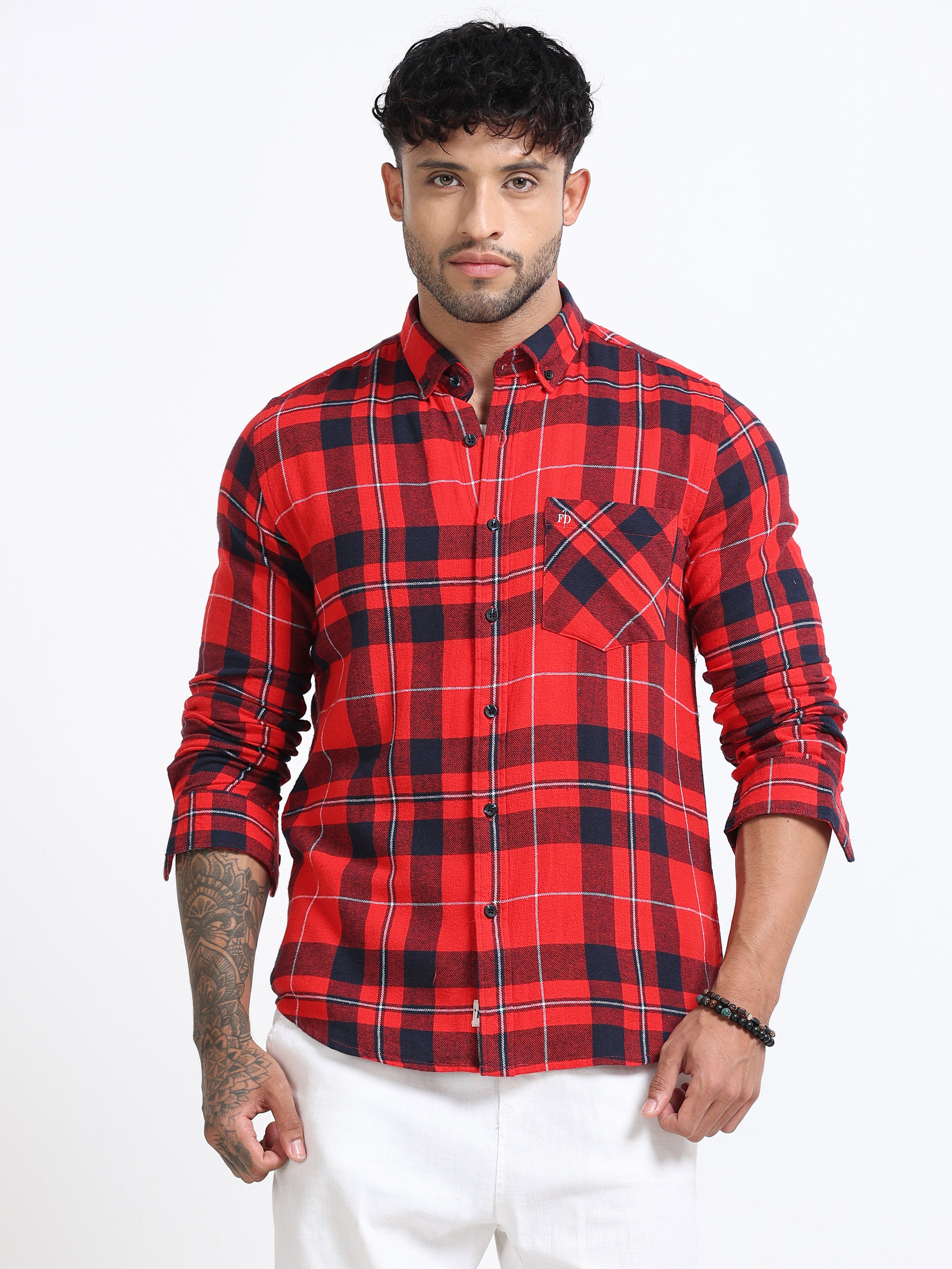Red Hawk Grid Check Shirt