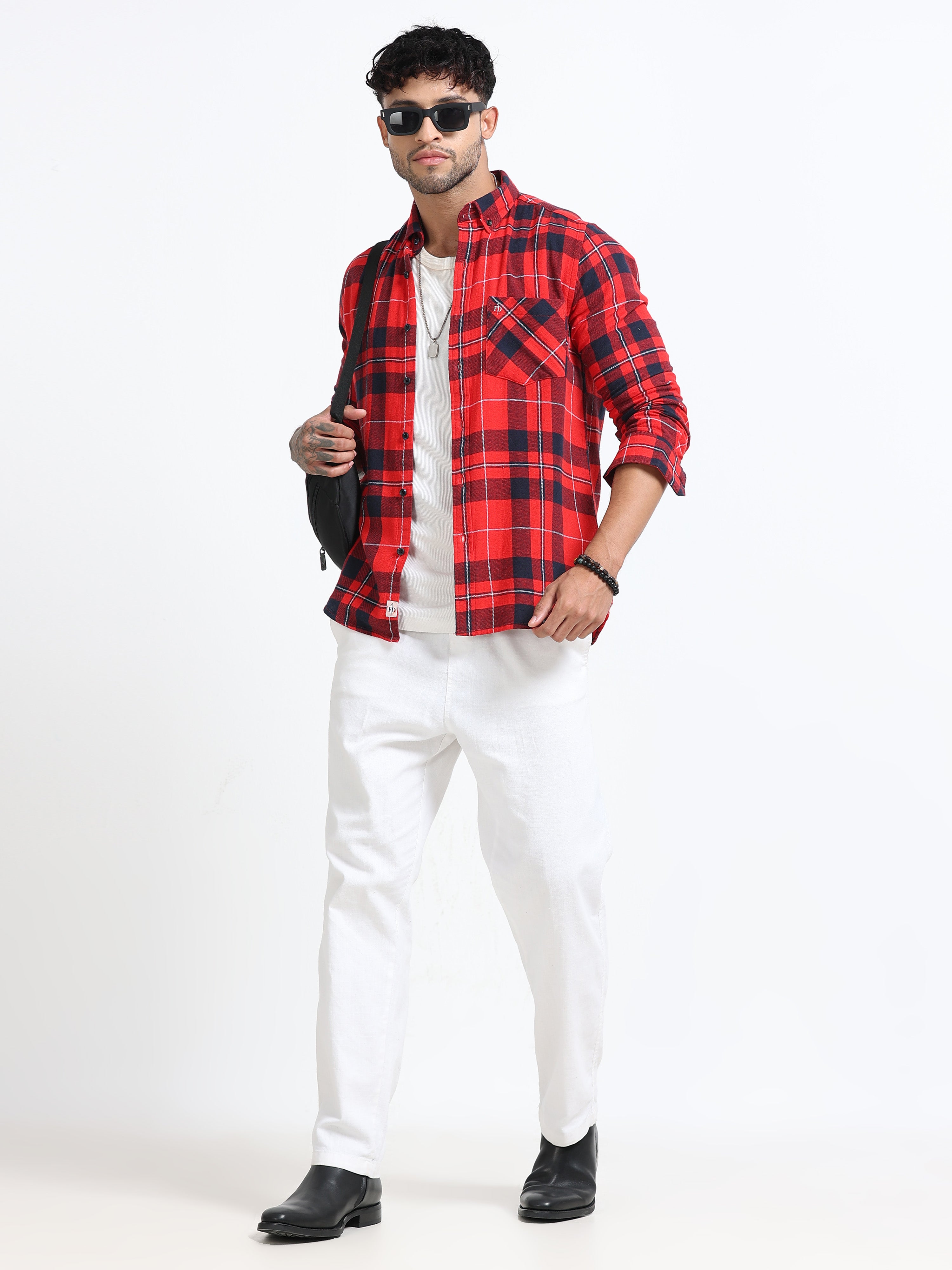 Red Hawk Grid Check Shirt