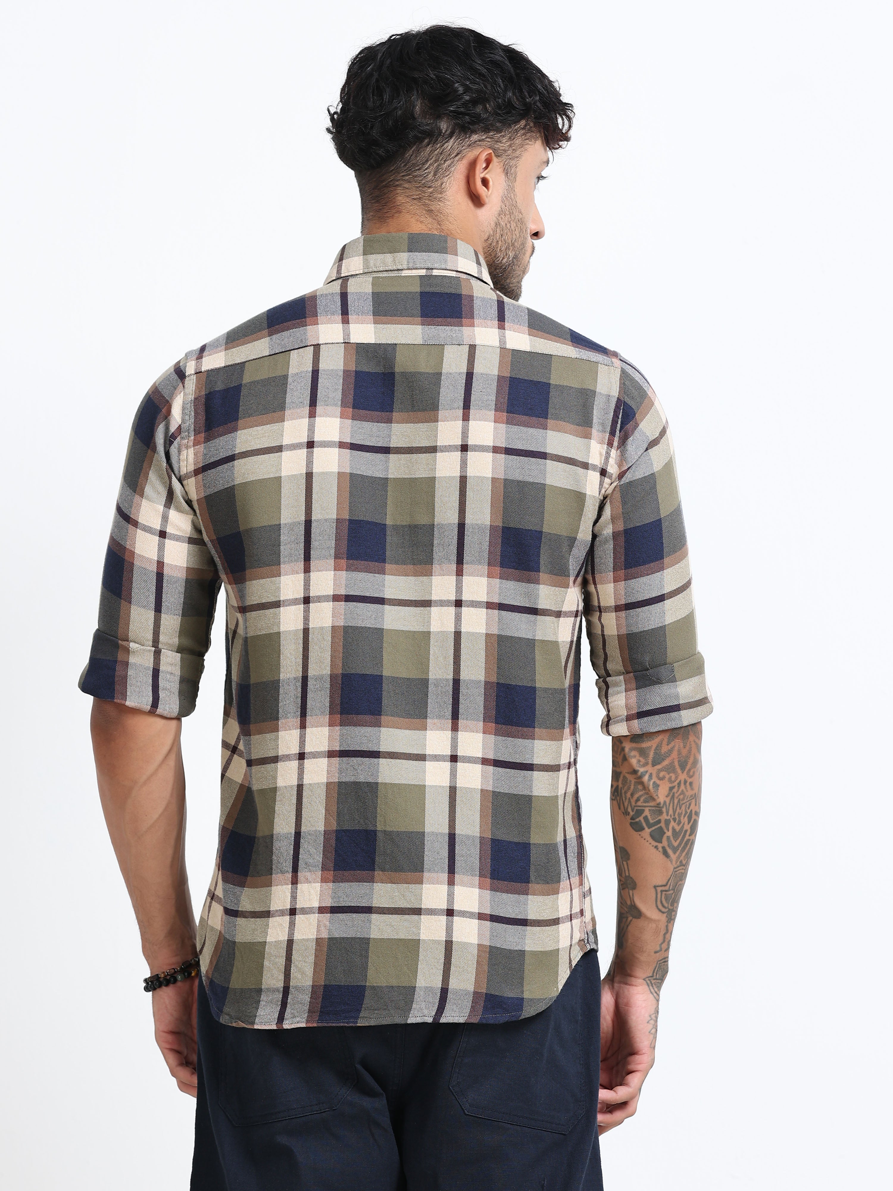 Combat Olive Checked Shirt