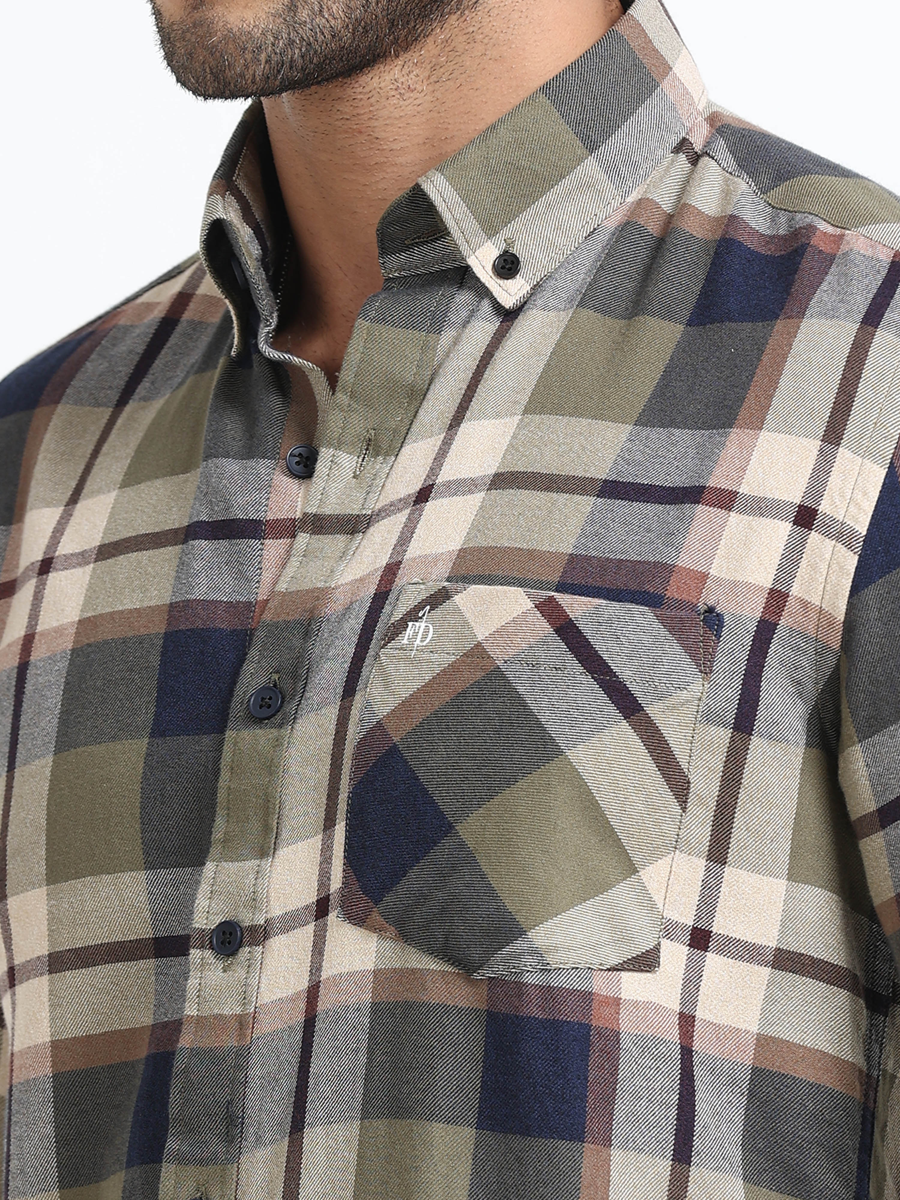 Combat Olive Checked Shirt