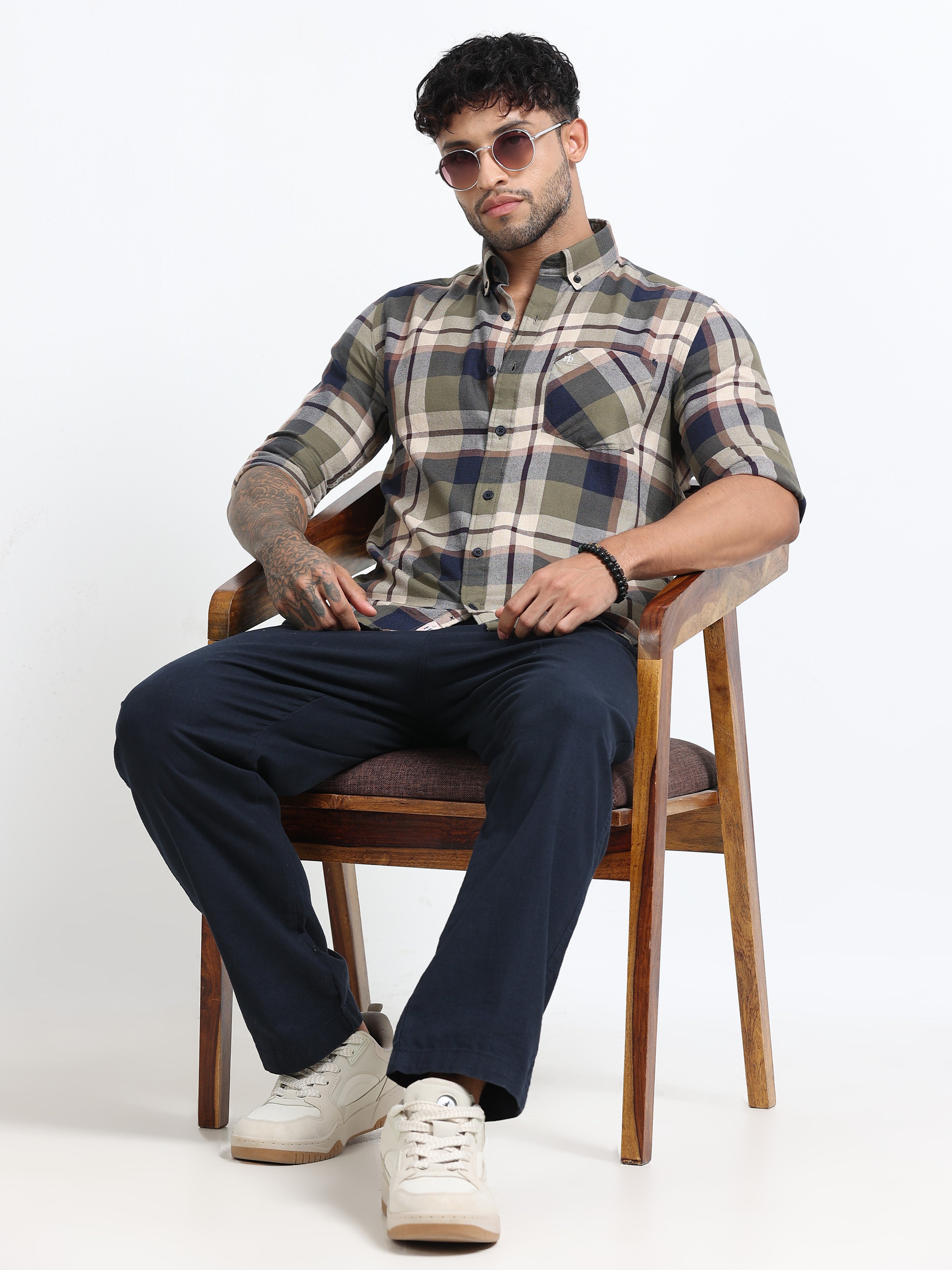Combat Olive Checked Shirt