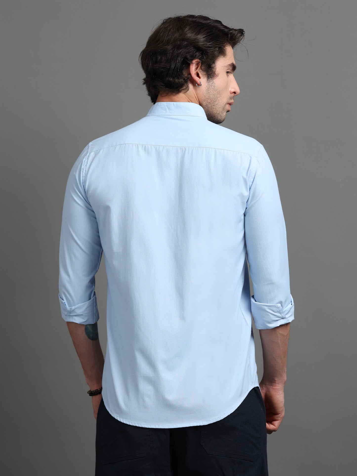 Solid Light Blue Chinese Shirt