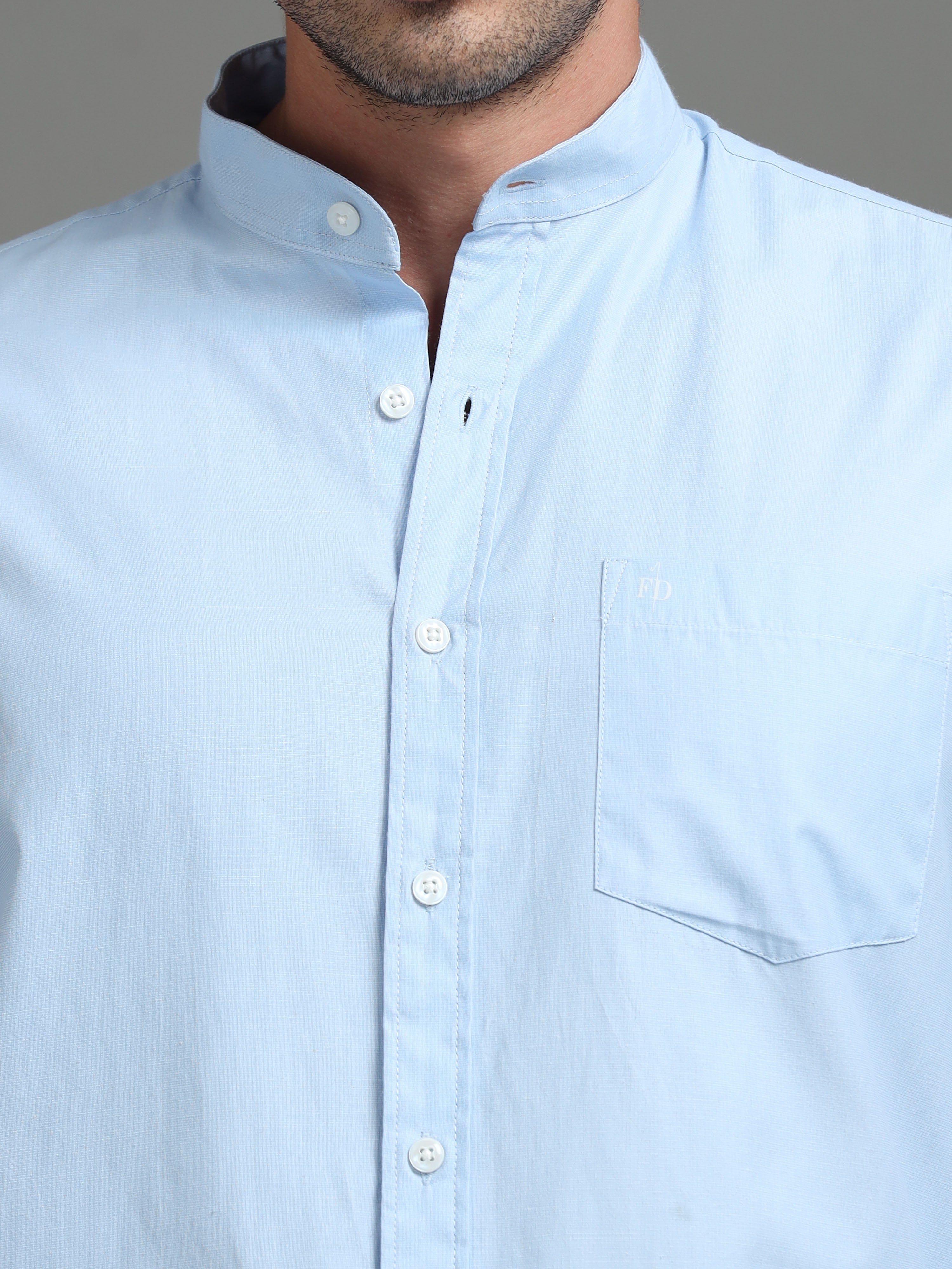 Solid Light Blue Chinese Shirt