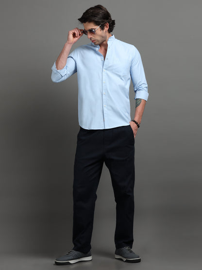 Solid Light Blue Chinese Shirt