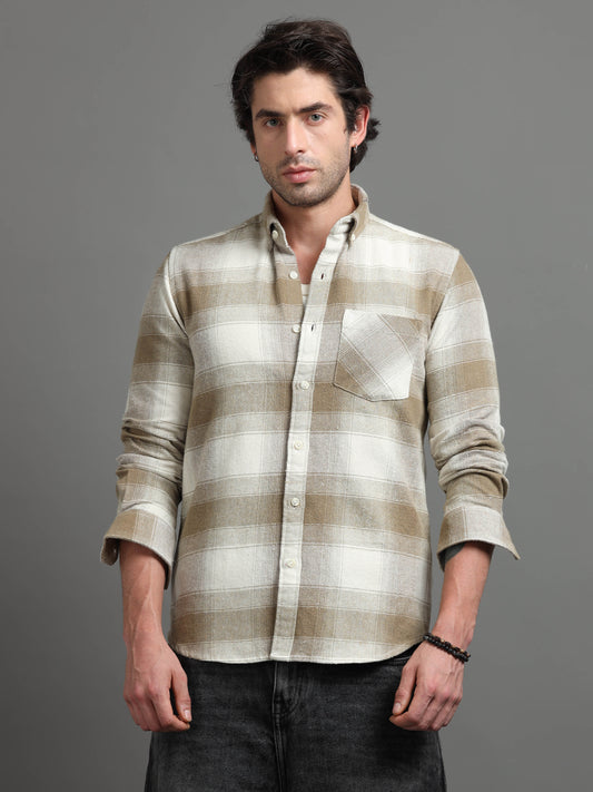 Beige Check Casual Shirt