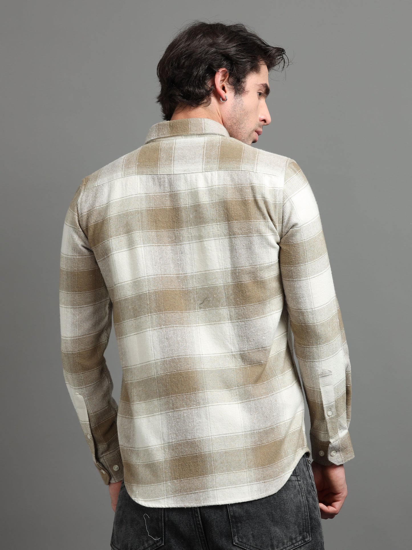 Beige Check Casual Shirt