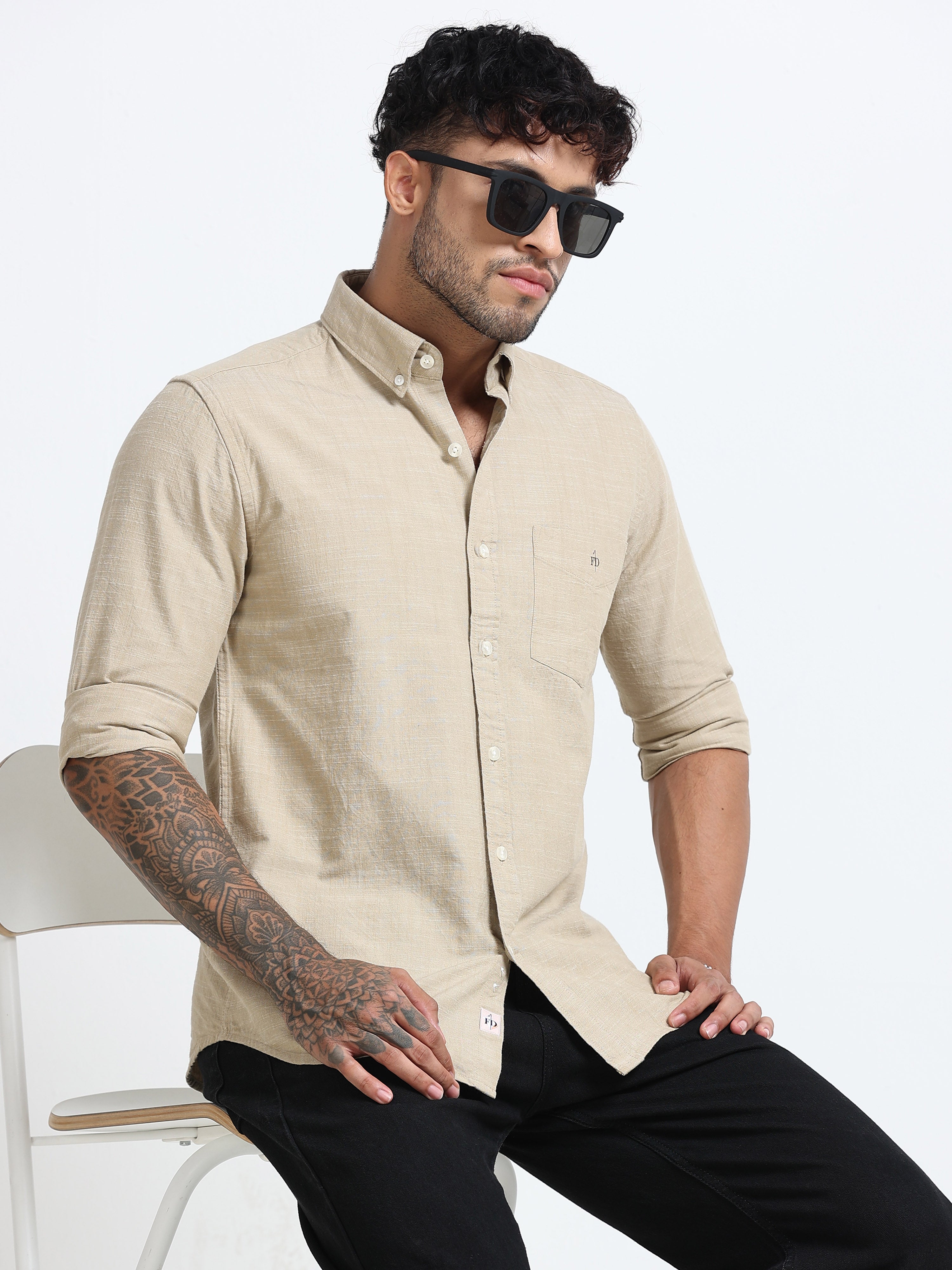 Beige Stone Pane Shirt